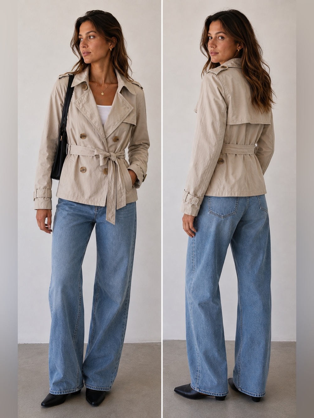 GAP Lightweight Trench Jacket Size Large Beige Belted Classic Quiet Luxury Fall
